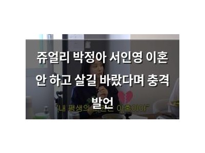 쥬얼리 박정아 서인영 이혼 안 하고 살길 바랐다며 충격 발언