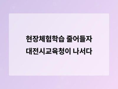 현장체험학습 재활성화를 위한 교육청 방안 실현 가능성은?